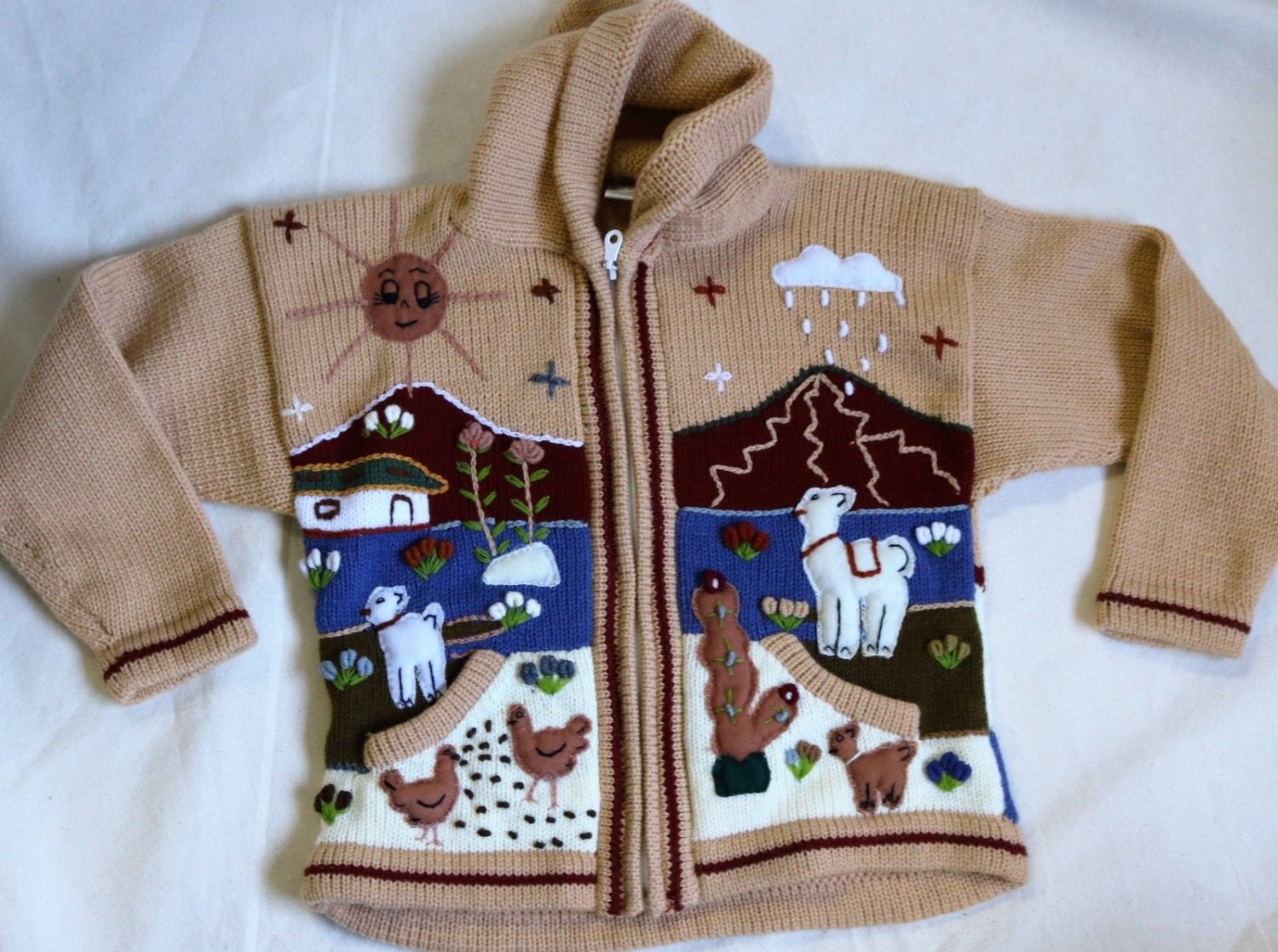 Suéter para niños hecho a mano con diseño andinos con capucha Etsy