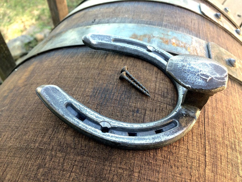 Horseshoe & Railroad Spike Nail Hook Blacksmith Industrial Etsy