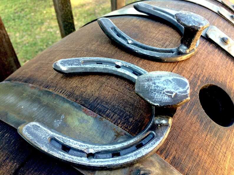 Horseshoe & Railroad Spike Nail Hook Blacksmith Industrial Etsy