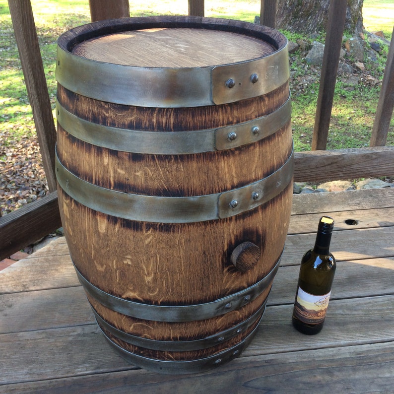 CUSTOM Small Rustic Wine Barrel 20 Gallon Whiskey Table End Etsy