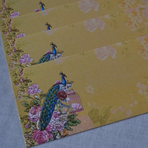 Conjunto de 4 envelopes de pavão, presente em dinheiro para Diwali, envelopes para presente de casamento indiano, artigos de papelaria exclusivos, envelopes de shagun, shaadi, nikkah, salame
