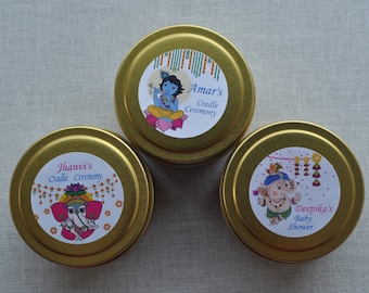 Indian Baby Shower Favor, Personalized Return Gift, Cradle Ceremony, Hindu Puja Gift, Grih Pravesh, Rice Ceremony Gift, Ganesh Thank You Box