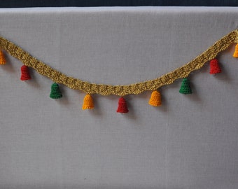 Indyjskie dzwonki Toran na drzwi: złote dzwonki świątynne, dekoracja domu, prezent na Diwali Puja