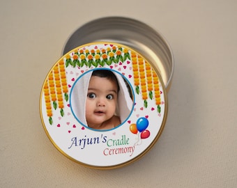 Personalized Gift Box w Photo, Kid&#39;s Birthday Party Favor Box, Gift Box with Pic, Thank You Gift, Rice Ceremony Gift, Cradle Ceremony Favor