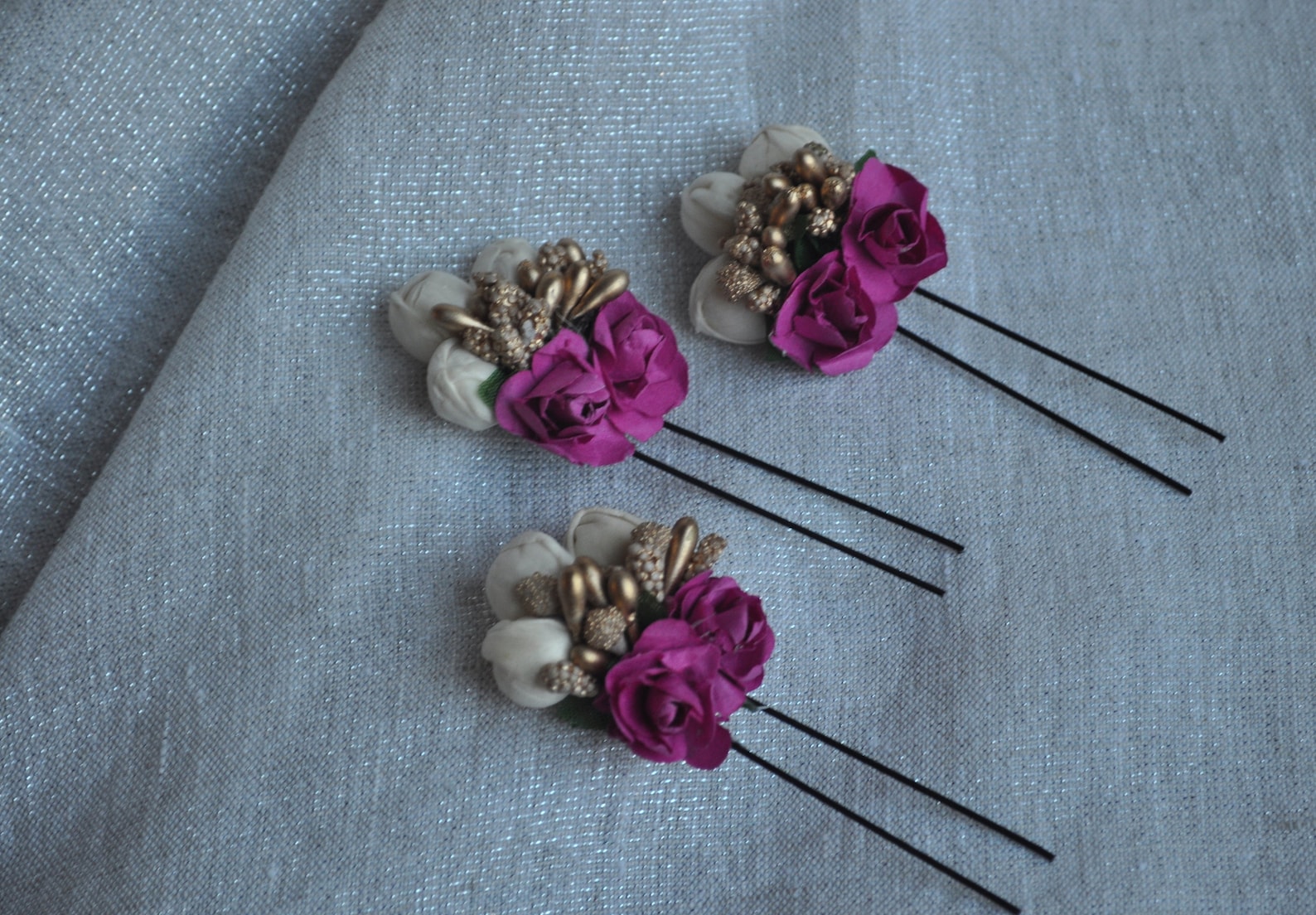 Flower Hairpins Indian Flower Juda Pins Indian Wedding Hair Etsy