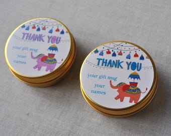 Personalized Baby Shower Gift, 2 oz. Box with Names, Party Favor, Indian Return Gift, Moroccan Gift Box, Elephant Gift Box, Candy Gift Box