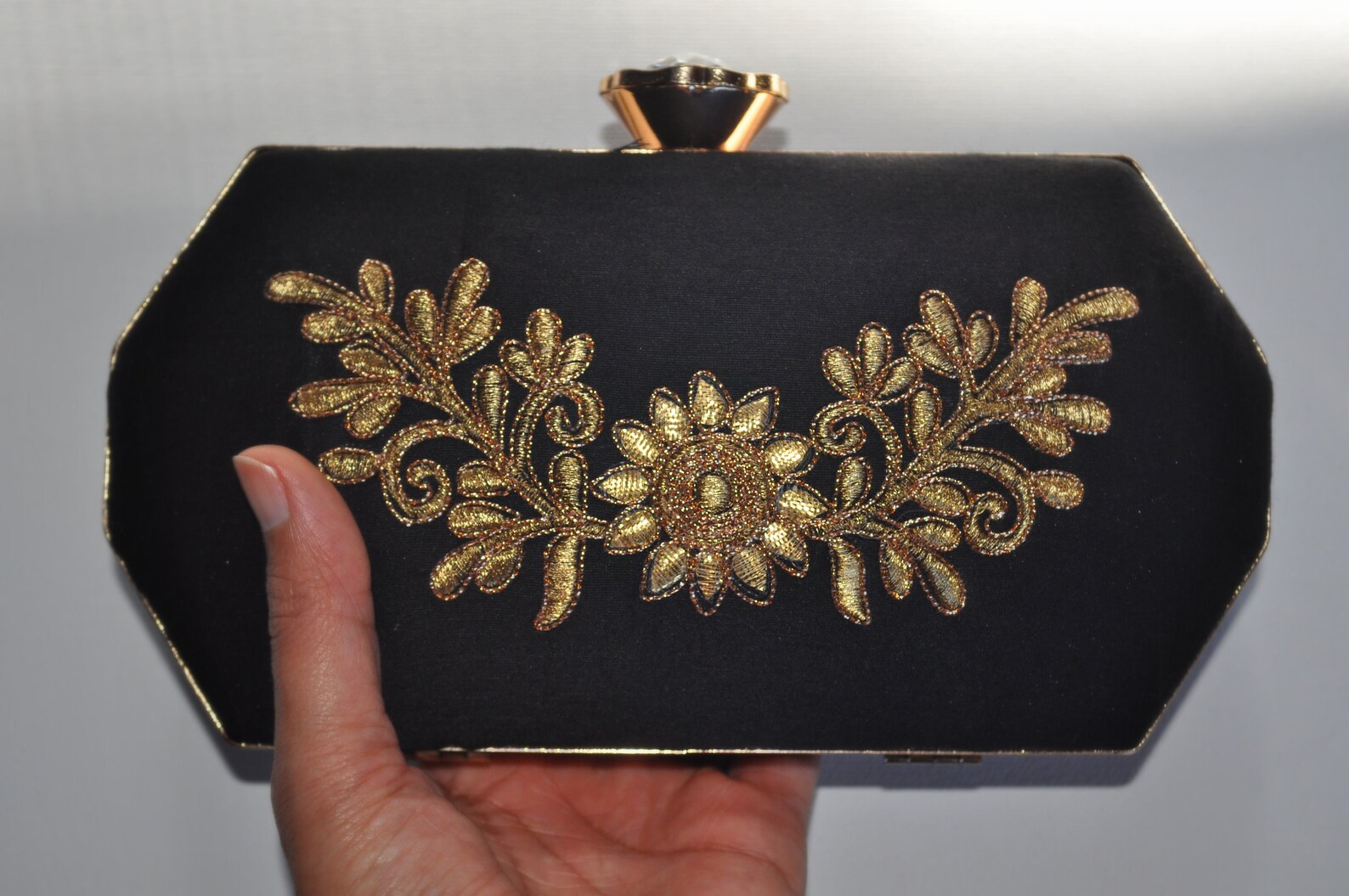 Black & Gold Indian Clutch Indian Saree Bag Indian Etsy