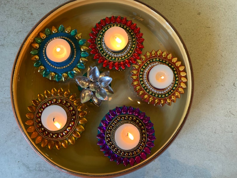 Floating Diyas 4 Floating Candle Holder Diwali Decor Mehndi Etsy