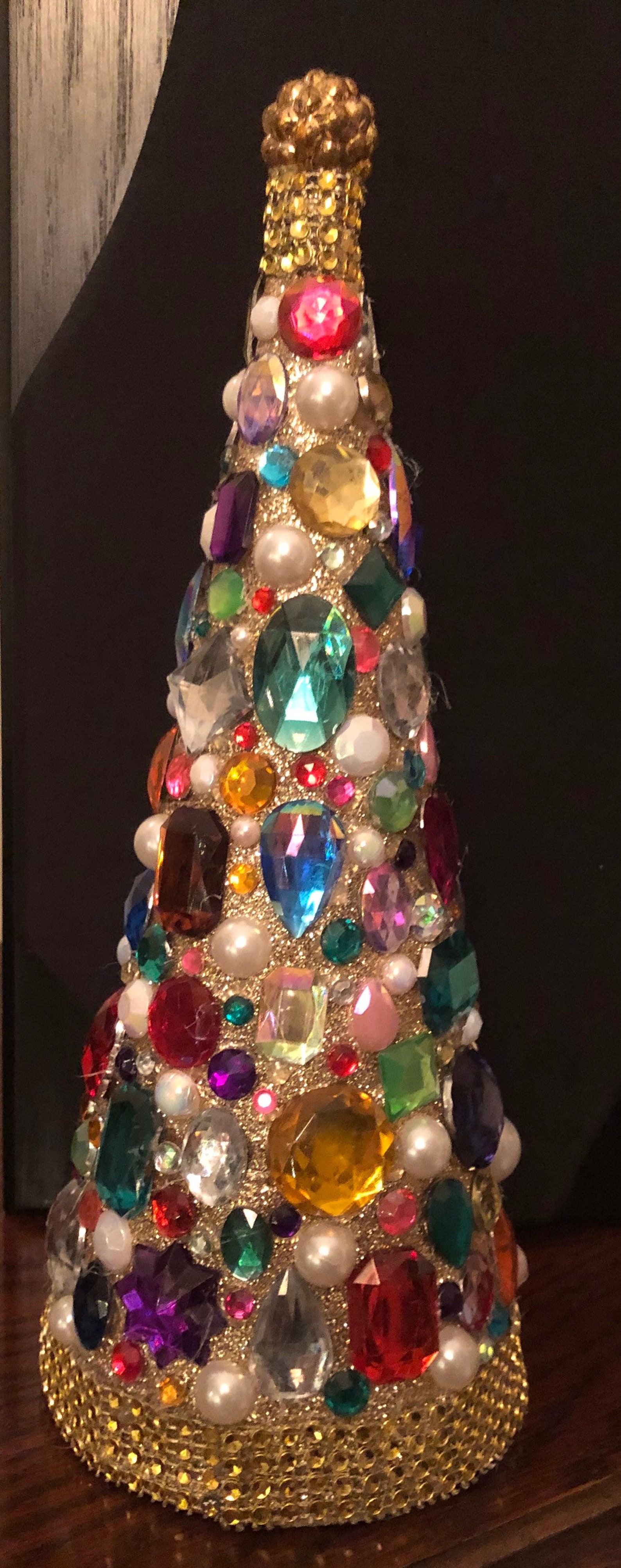 10 inch jeweled cone tree. Etsy
