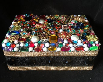 9”   Multi-colored jeweled box