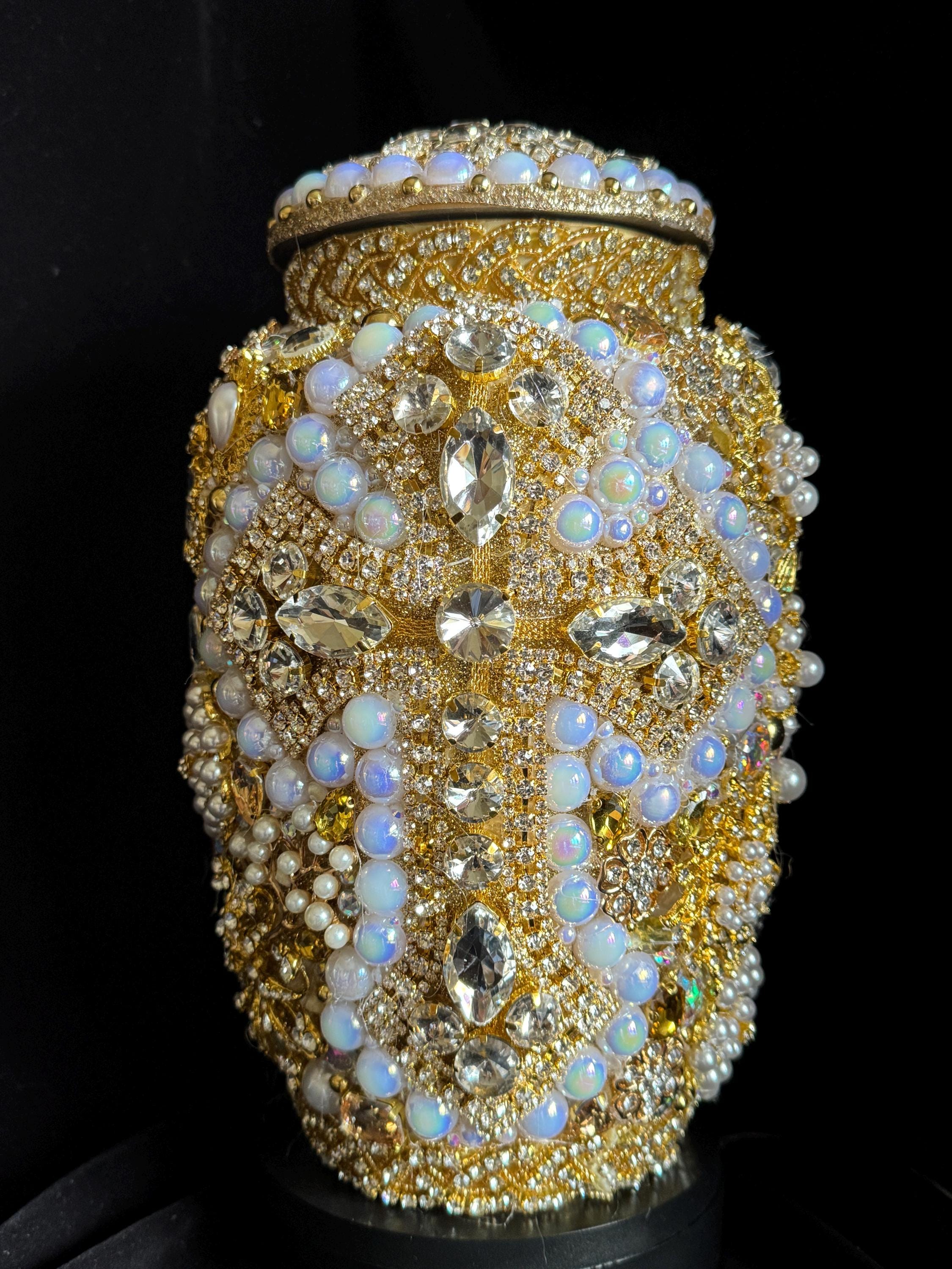 Jeweled cross urn