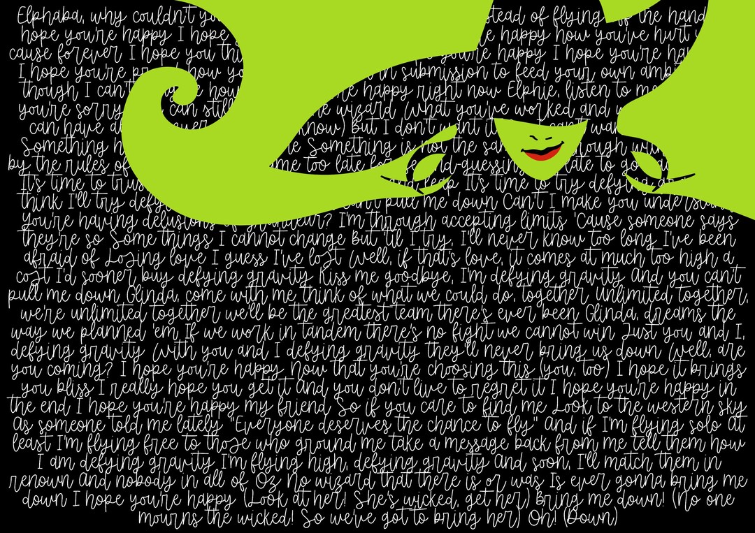 Defying Gravity Lyrics Digital Print Etsy