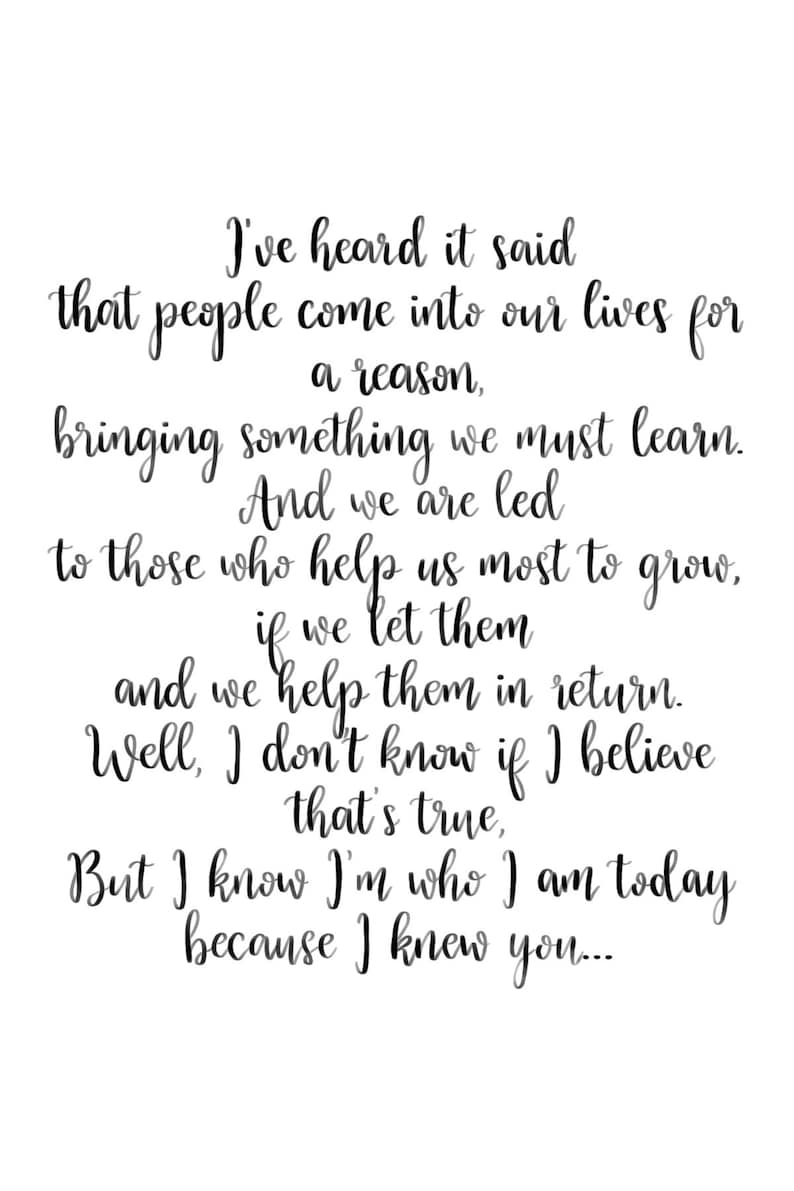 Lyrics From 'for Good' wicked the Musical - Etsy UK