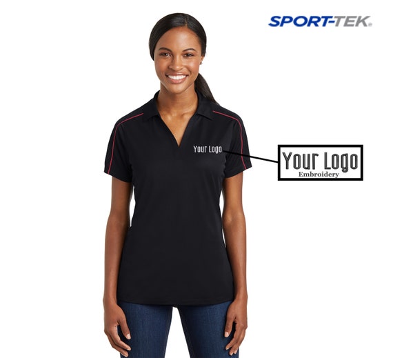 Sport-tek® Ladies Micropique Sport-wick® Piped Polo LST653, Custom Polo,  Embroidery Polo, Business Polo, Personalized Gifts, Custom Logo. 