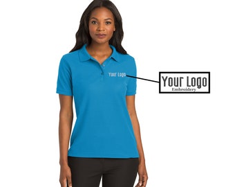 Port Authority® Ladies Silk Touch™ Polo L500, Custom Polo, Embroidery Polo, Business Polo, Personalized Gifts, Custom Logo.