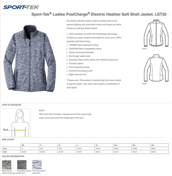 Sport Tek Jacket Size Chart