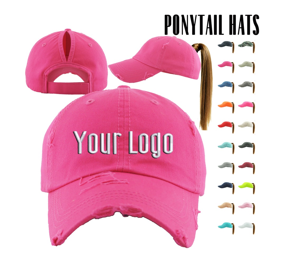 Ponytail Washed Cotton Cap KB4009, Custom Hats, Embroidery Hats