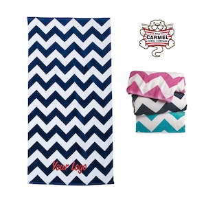 Carmel Towel Company - Chevron Velour Beach Towel - C3060X, Custom Towel, Embroidery Towel, Monogram Towel, Business, Personalized gifts.