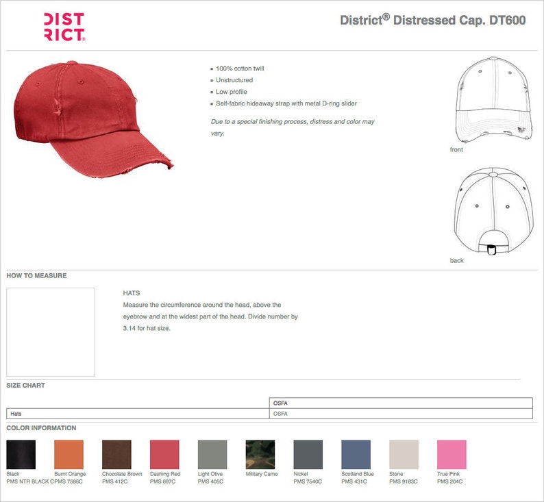 District Distressed Cap DT600 Custom Embroidery Monogram Baseball Hat Personalized Business Gift image 6