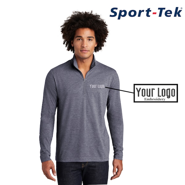 Sport-Tek ® PosiCharge ® Tri-Blend Wicking 1/4-Zip Pullover ST407, Custom Polo, Embroidery Polo, Business, Personalized Gifts, Custom Logo.