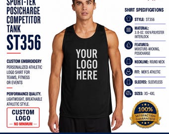 Sport-Tek PosiCharge Competitor Custom Embroidery Monogram Tank ST356 Athletic Apparel