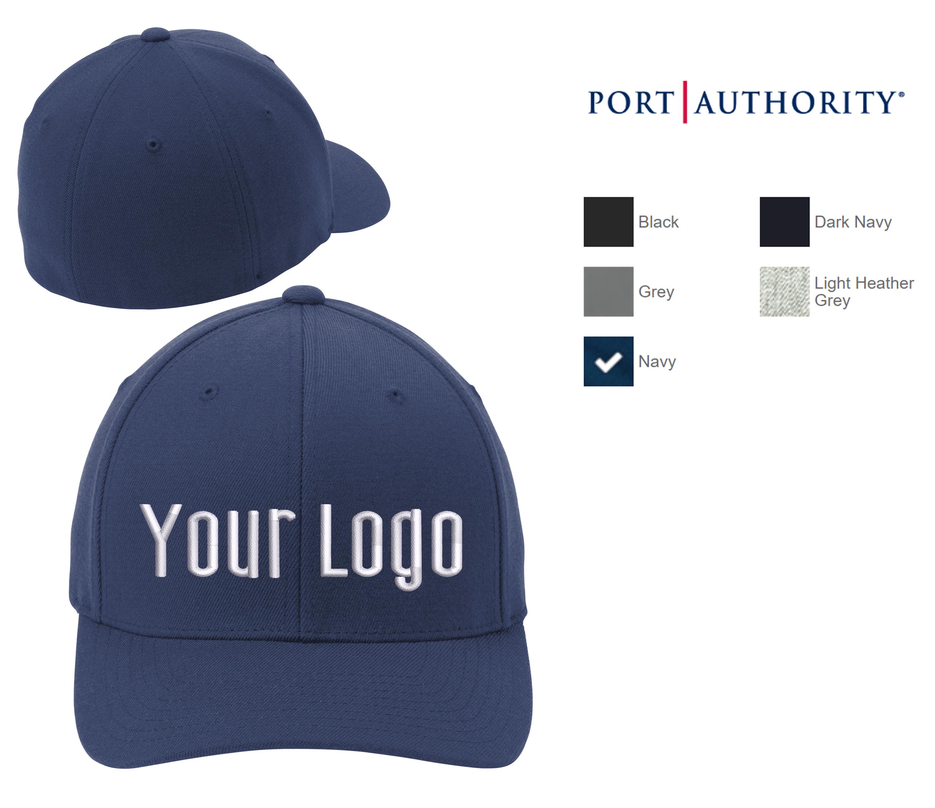 Port Authority Flexfit Wool Blend Cap - Stretch Fit Baseball Hat - Mid Profile