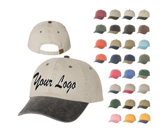 Mega Cap - Pigment Dyed Cotton Twill Cap - 7601 / Custom Hat / Embroidery Hat / Monogram Hat/Baseball Cap