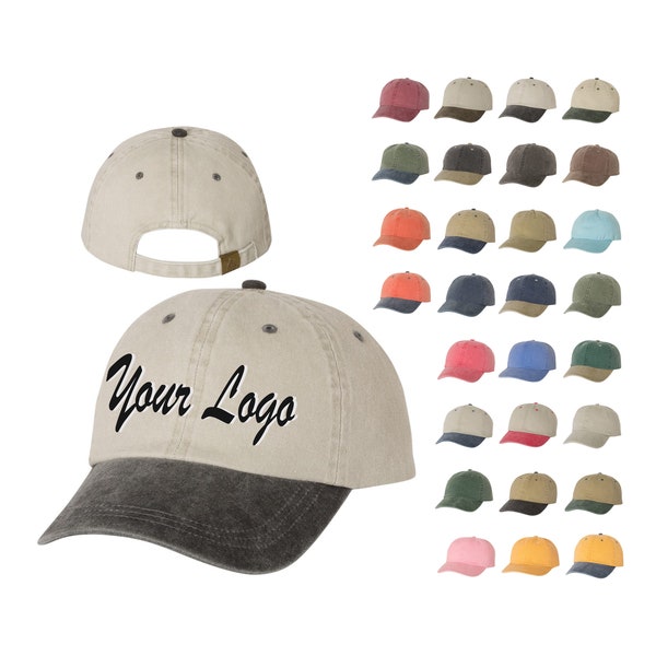 Mega Cap - Pigment Dyed Cotton Twill Cap - 7601 / Custom Hat / Embroidery Hat / Monogram Hat/Baseball Cap