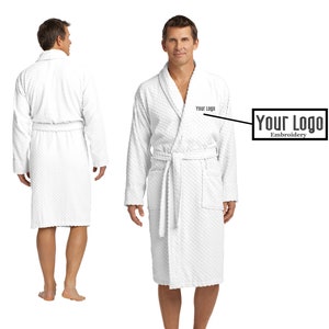 Port Authority® Checkered Terry Shawl Collar Robe R103, Custom Robe, Embroidery Robe, Monogram Robe, Business, Personalized gift.