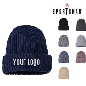 Sportsman - 12&quot; Chunky Cuffed Beanie - SP90, Custom Beanies, Embroidery Beanies, Monogram Beanies, Business, Teams, Personalized.