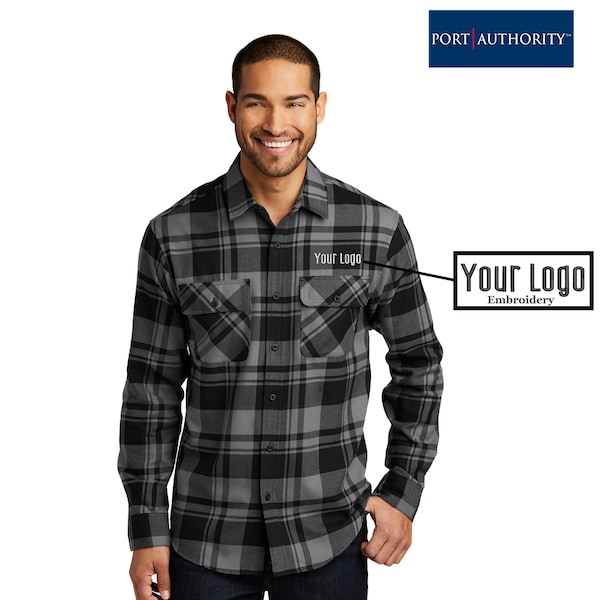 Port Authority® Plaid Flannel Shirt W668, Custom Shirt, Embroidery Shirt, Business Shirt, Personalized gifts, Custom Logo.