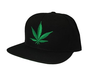 Green Marijuana on a Flexfit One Ten Flat Bill Snapback Cap
