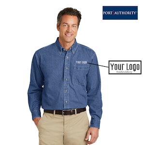 Port Authority® Heavyweight Denim Shirt  S100, Custom Shirt, Embroidery Shirt, Business Shirt, Personalized gifts, Custom Logo.