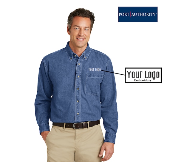 Port Authority Men's Heavyweight Denim Shirt - Stonewashed 100% Cotton Work Shirt - View #5