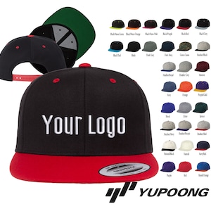 Classic Flat Bill Snapback Cap-6089M-Yupoong, Custom Hats, Embroidery Hats, Monogram Hats, Business, Baseball Teams, Personalized Snapbacks.