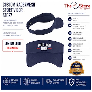 Sport-Tek PosiCharge RacerMesh Custom Embroidered Visor STC27 Golf Tennis Team Monogrammed Personalized Hat