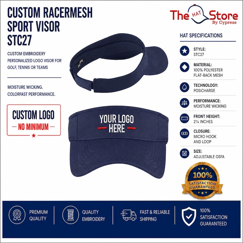 Sport-Tek PosiCharge RacerMesh Custom Embroidered Visor STC27 Golf Tennis Team Monogrammed Personalized Hat image 1