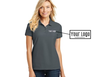 Port Authority® Ladies Core Classic Pique Polo L100, Custom Polo, Embroidery Polo, Business Polo, Personalized Gifts, Custom Logo.