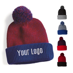 Sportsman - 12&quot; Knit Speckled Pom-Pom Beanie - SP70, Custom Beanies, Embroidery Beanies, Monogram Beanies, Business, Teams, Personalized.