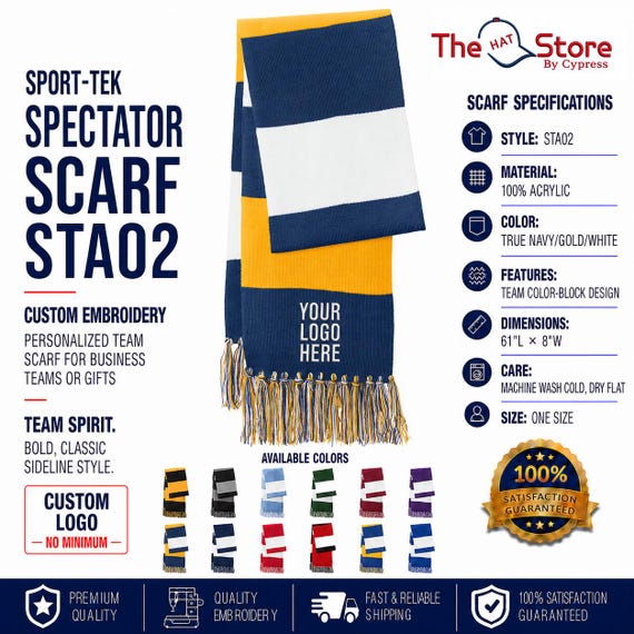 Sport-Tek Spectator Scarf STA02 Custom Embroidery Monogram Business Team Personalized Gift
