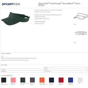 Sport-Tek PosiCharge RacerMesh Custom Embroidered Visor STC27 Golf Tennis Team Monogrammed Personalized Hat image 8