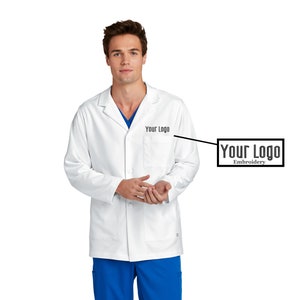 WonderWink® Men&#39;s Consultation Lab Coat WW5072 / Custom Medical Lab Coat / Embroidery Lab Coat/ Monogram Lab Coat/Custom logo Lab Coat