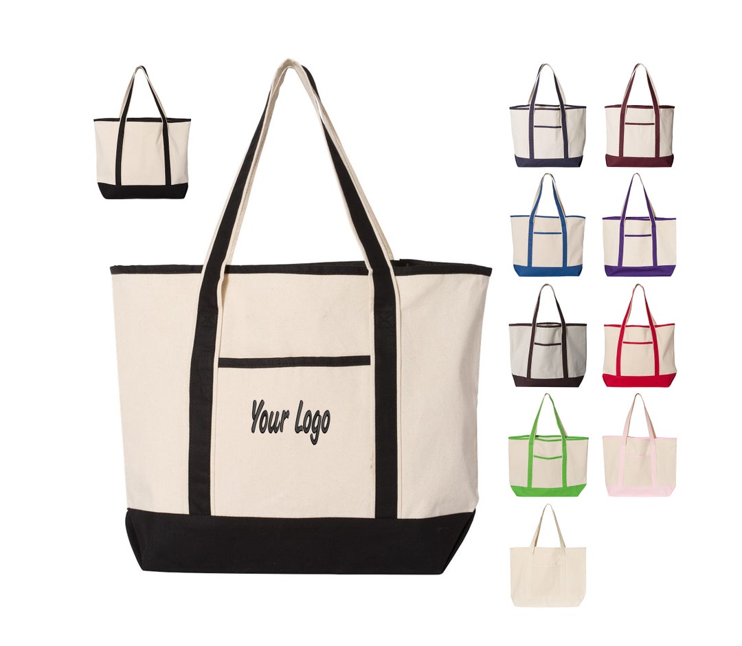 Q-tees 34.6L Large Canvas Deluxe Tote Q1500, Custom Tote, Embroidery ...