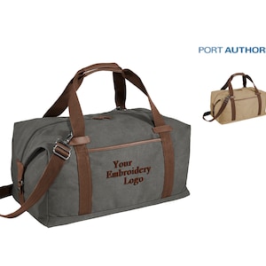 Custom Port Authority Cotton Canvas Duffel Bag BG803 - Personalized Embroidery Monogram Business Promotional Gift