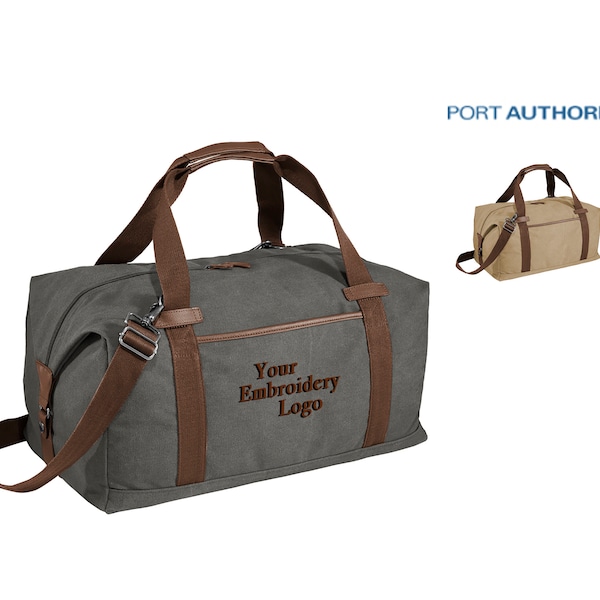 Port Authority ® Cotton Canvas Duffel BG803, Custom Duffel Bag, Monogram Duffel Bag, Embroidery Duffel Bag, Business, Personalized gifts.