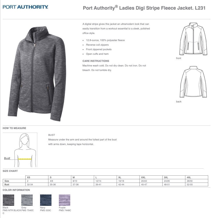 Port Authority Ladies Digi Stripe Fleece Jacket L231 Embroidery Jacket Custom Jacket Personalized Gift Monogram Jacket Business. Etsy Canada