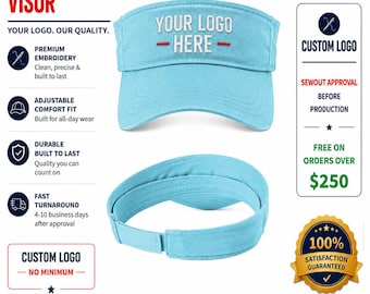 Port Authority Beach Wash Custom Embroidered Visor C944 - Personalized Golf Tennis Team Business Logo Hat