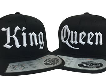 Broderie 3D Queen & King sur un cadeau de mariage/flexfit 110 Snapback