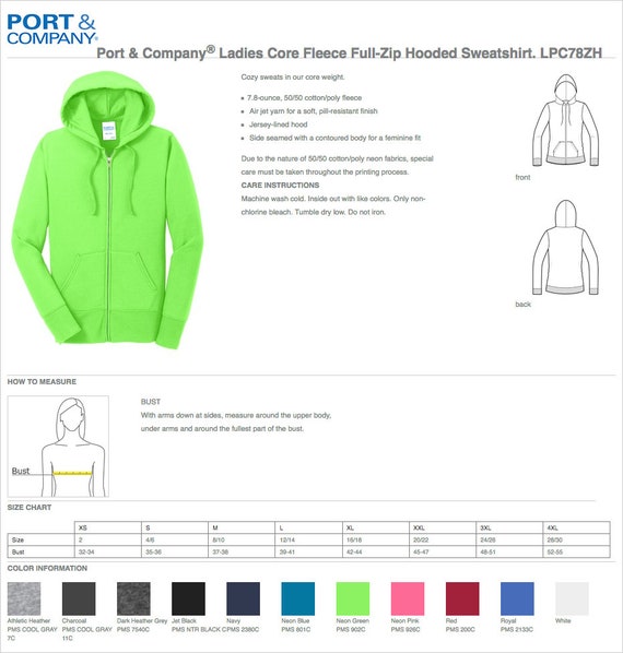 Port And Company Hoodie Size Chart