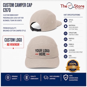 Port Authority Brushed Cotton Camper Cap C970 Custom Embroidery Monogram Business Baseball Team Personalized Hat